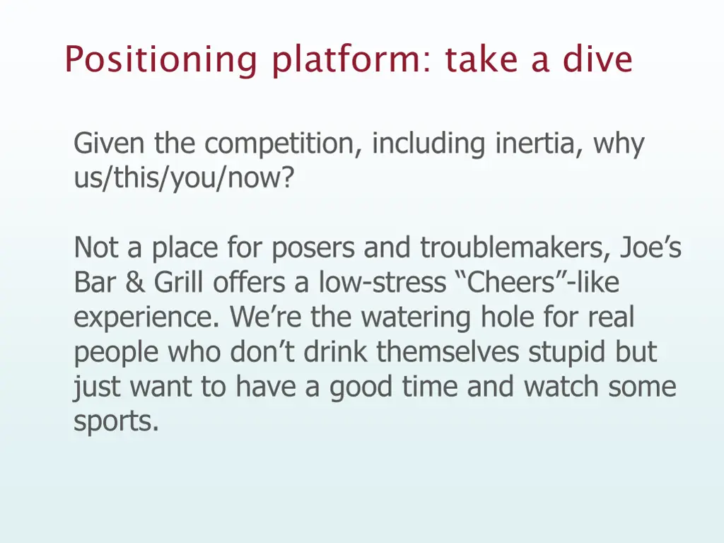 positioning platform take a dive