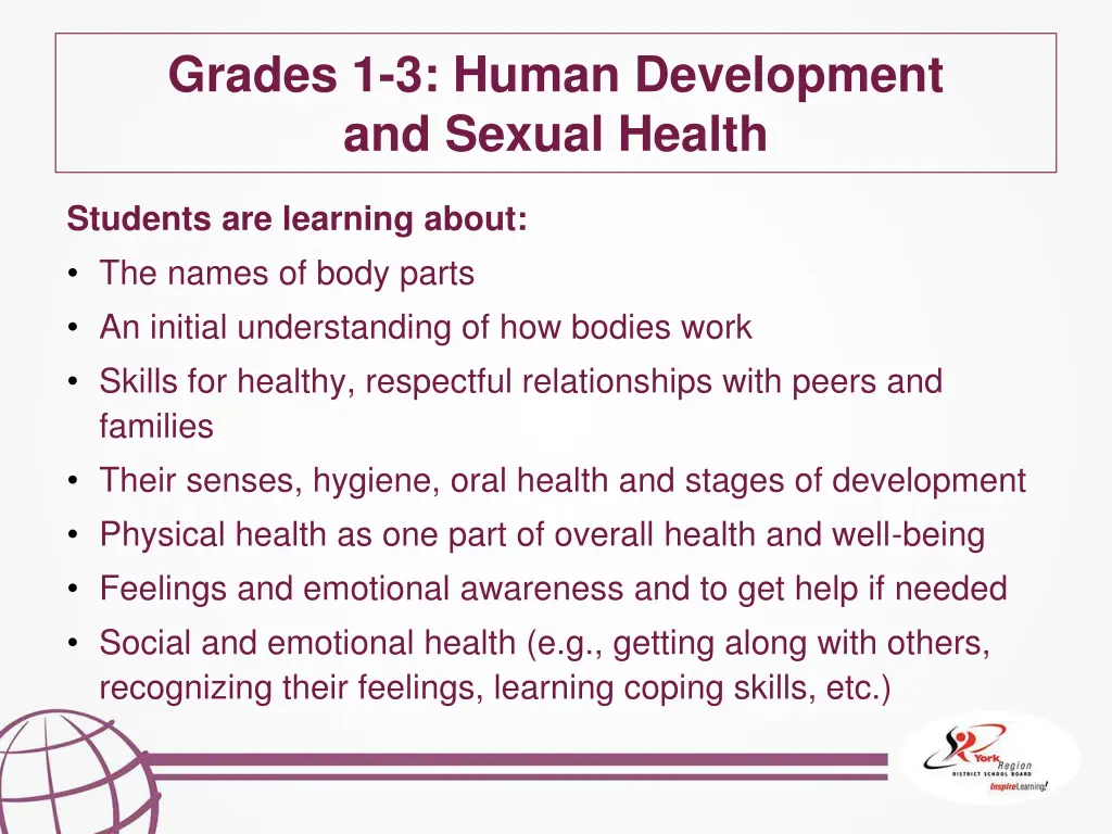 grades 1 3 human development and sexual health