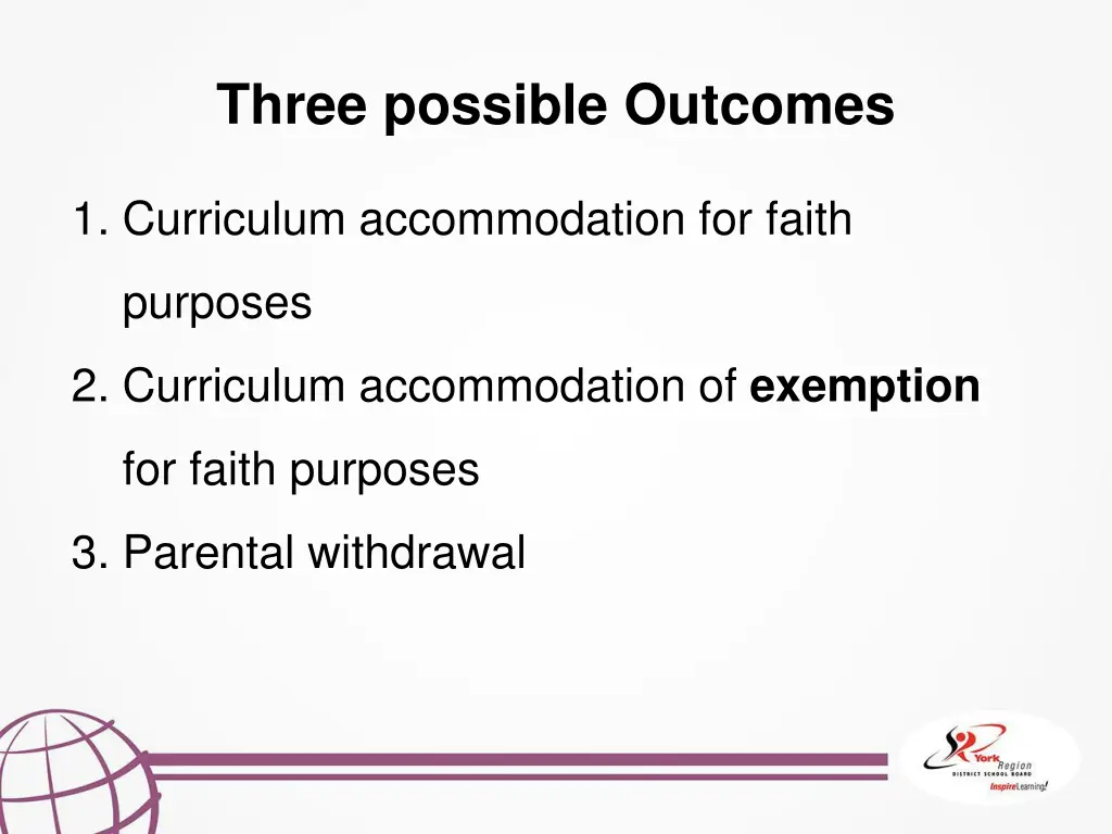 three possible outcomes