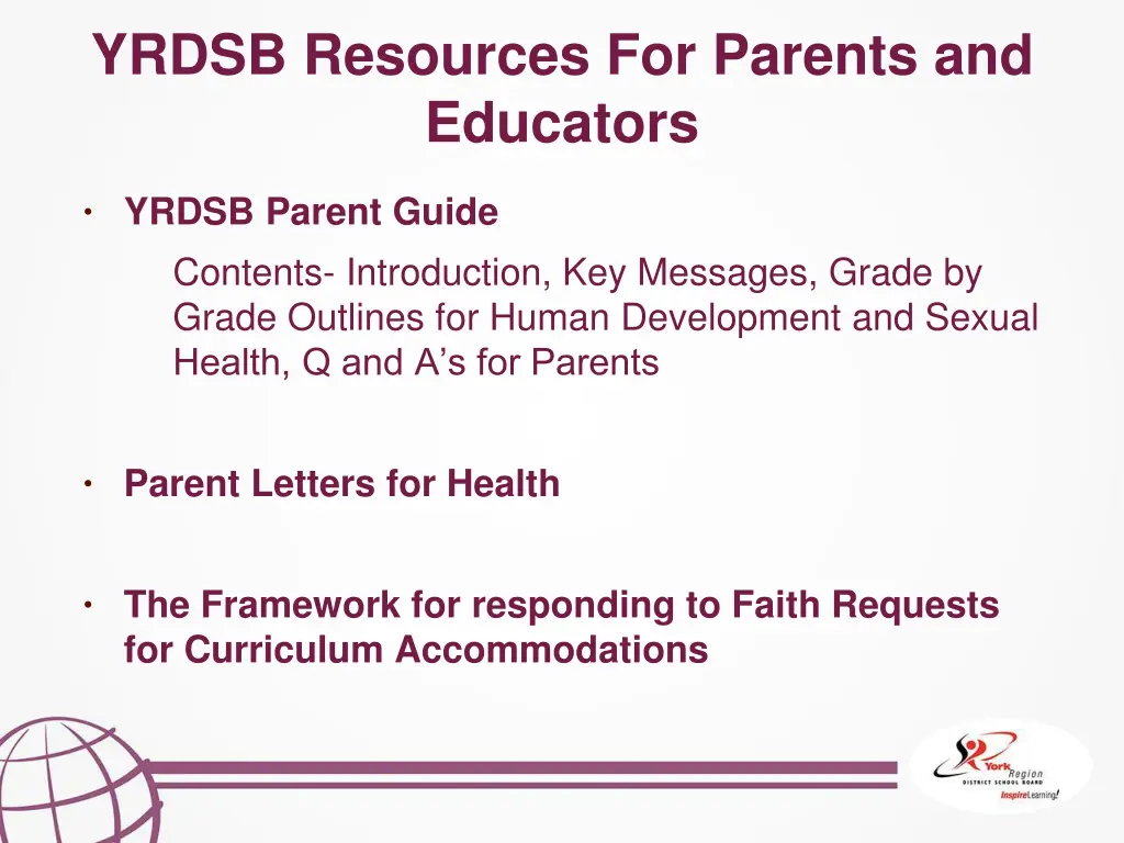 yrdsb resources for parents and educators