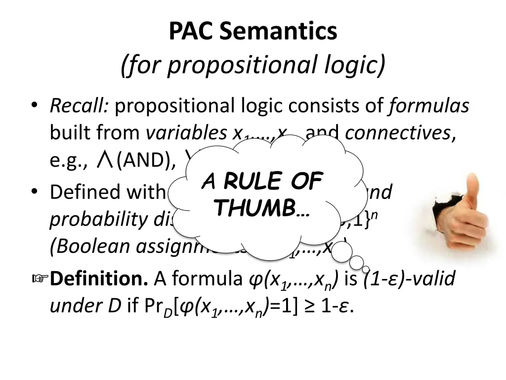 pac semantics for propositional logic