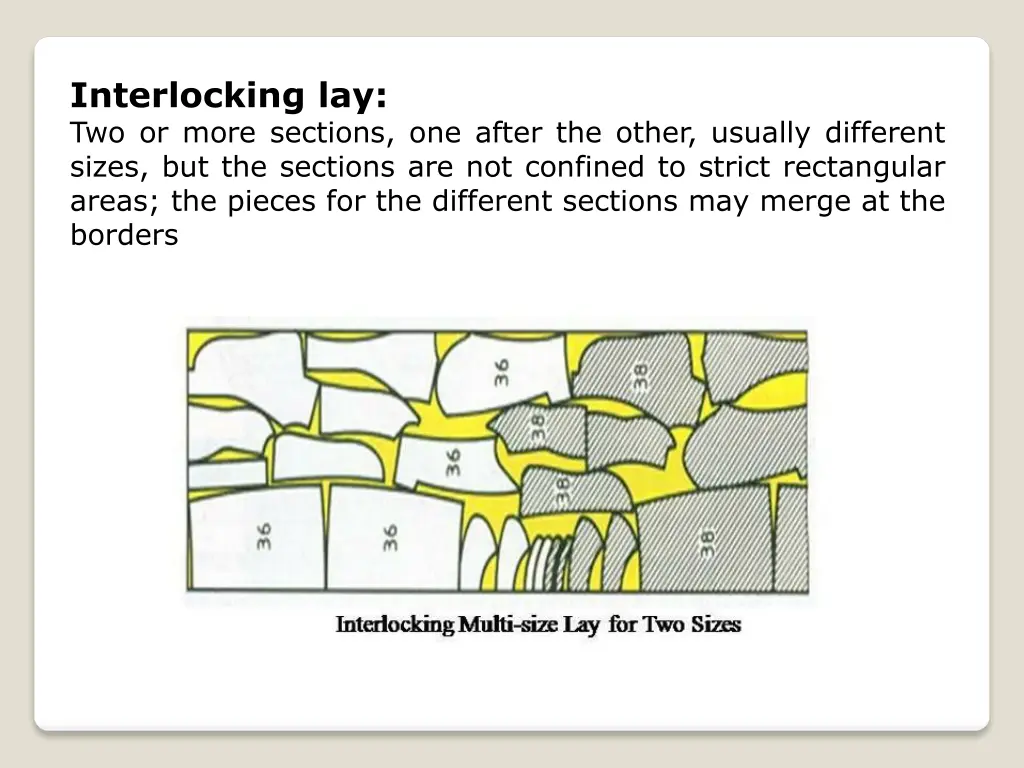 interlocking lay two or more sections one after