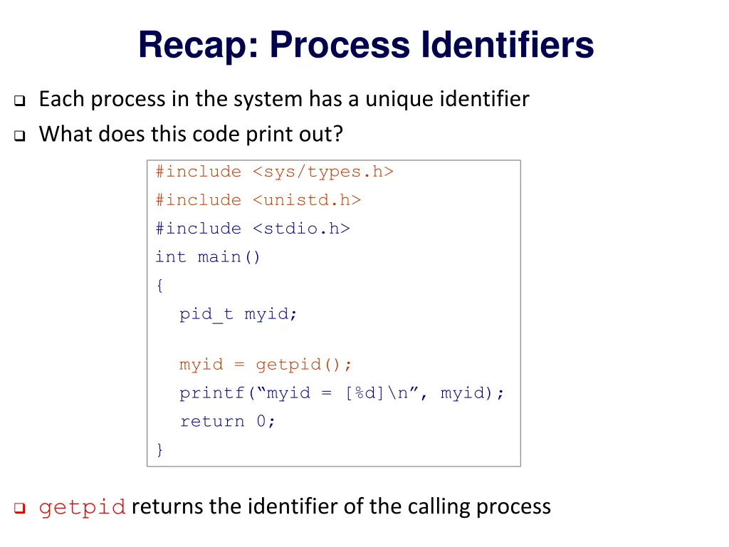 recap process identifiers