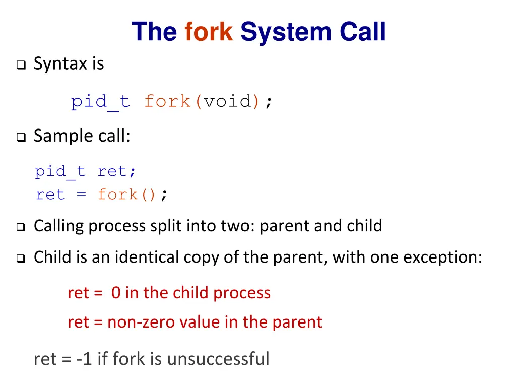 the fork system call