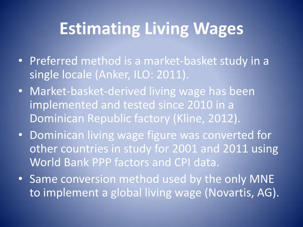 estimating living wages