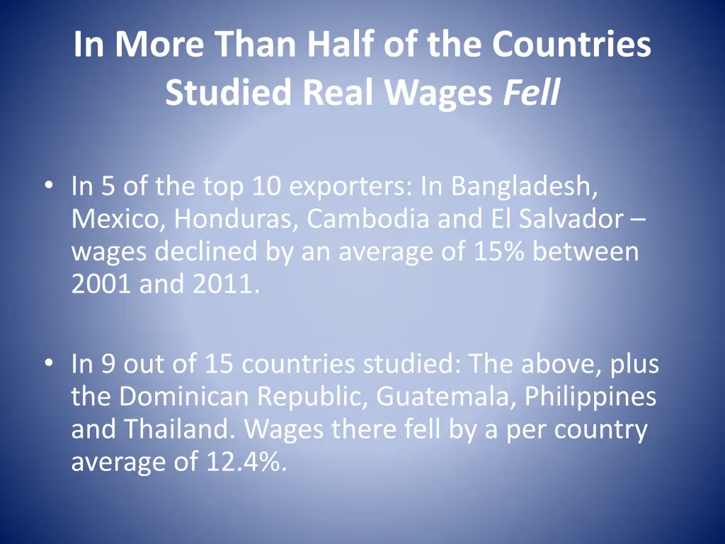 in more than half of the countries studied real