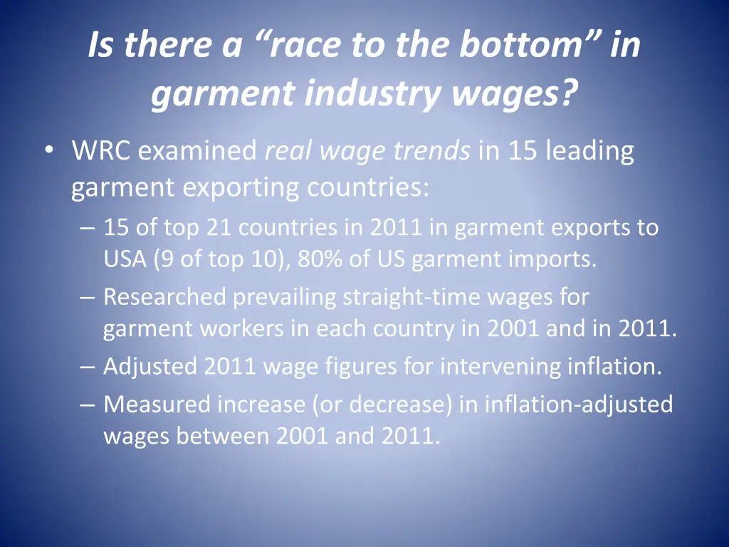 is there a race to the bottom in garment industry