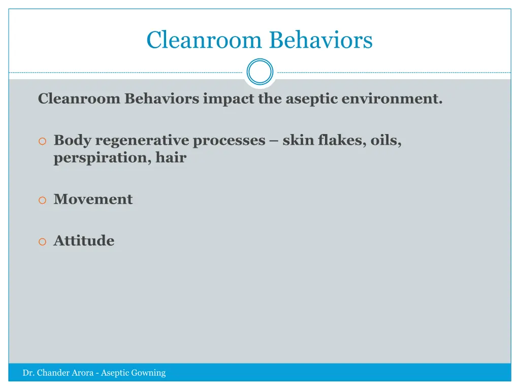 cleanroom behaviors