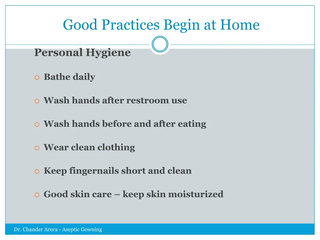 good practices begin at home