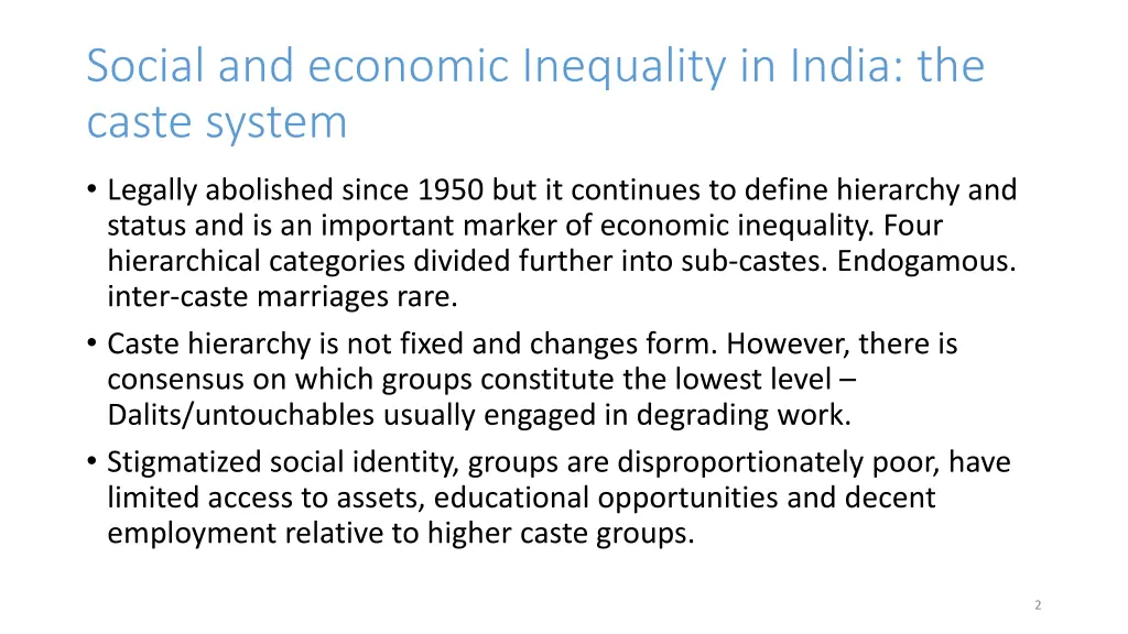 social and economic inequality in india the caste