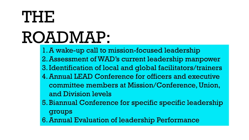 the roadmap 1 a wake up call to mission focused