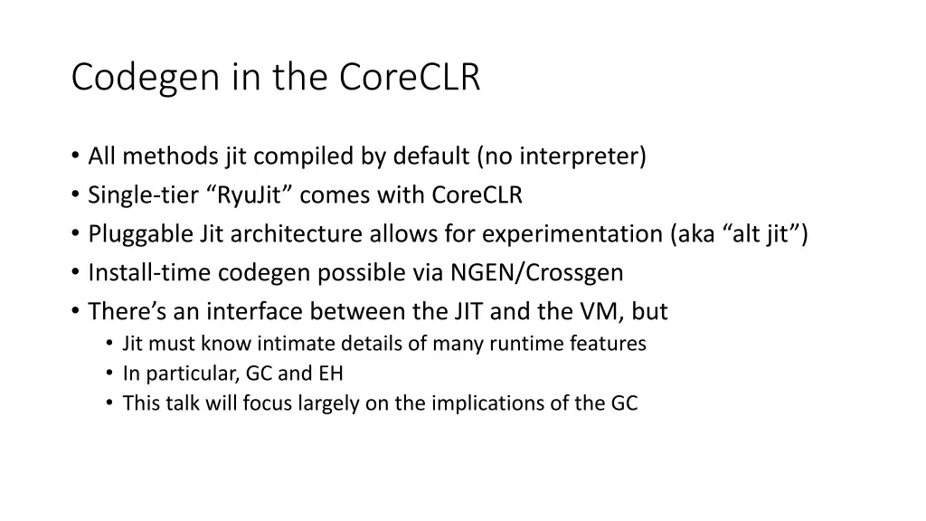 codegen in the coreclr