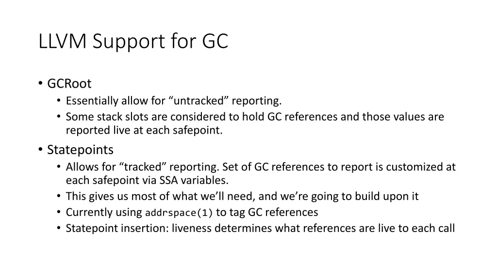 llvm support for gc