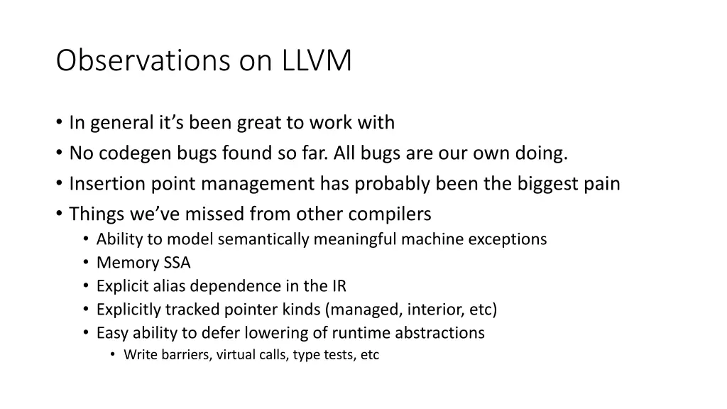 observations on llvm