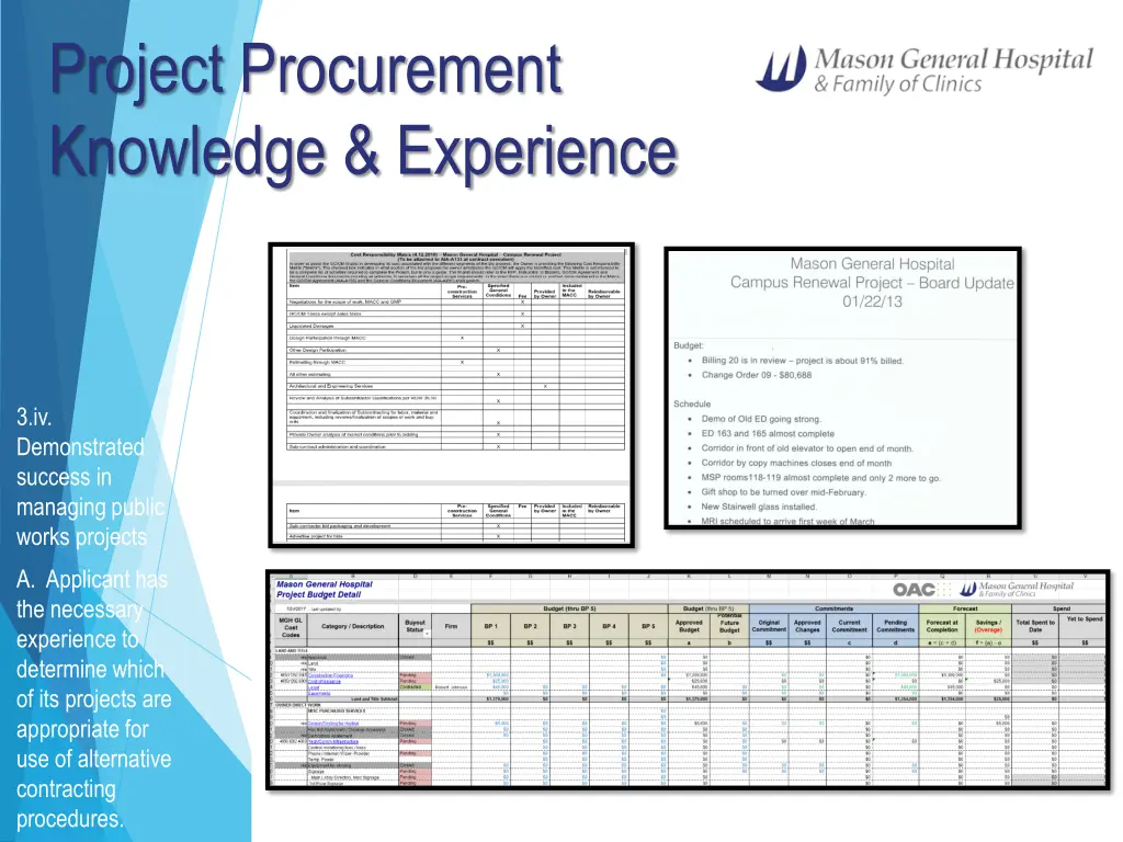 project procurement knowledge experience