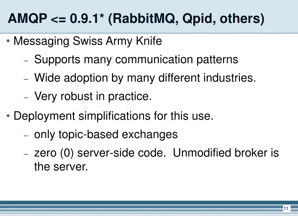 amqp 0 9 1 rabbitmq qpid others