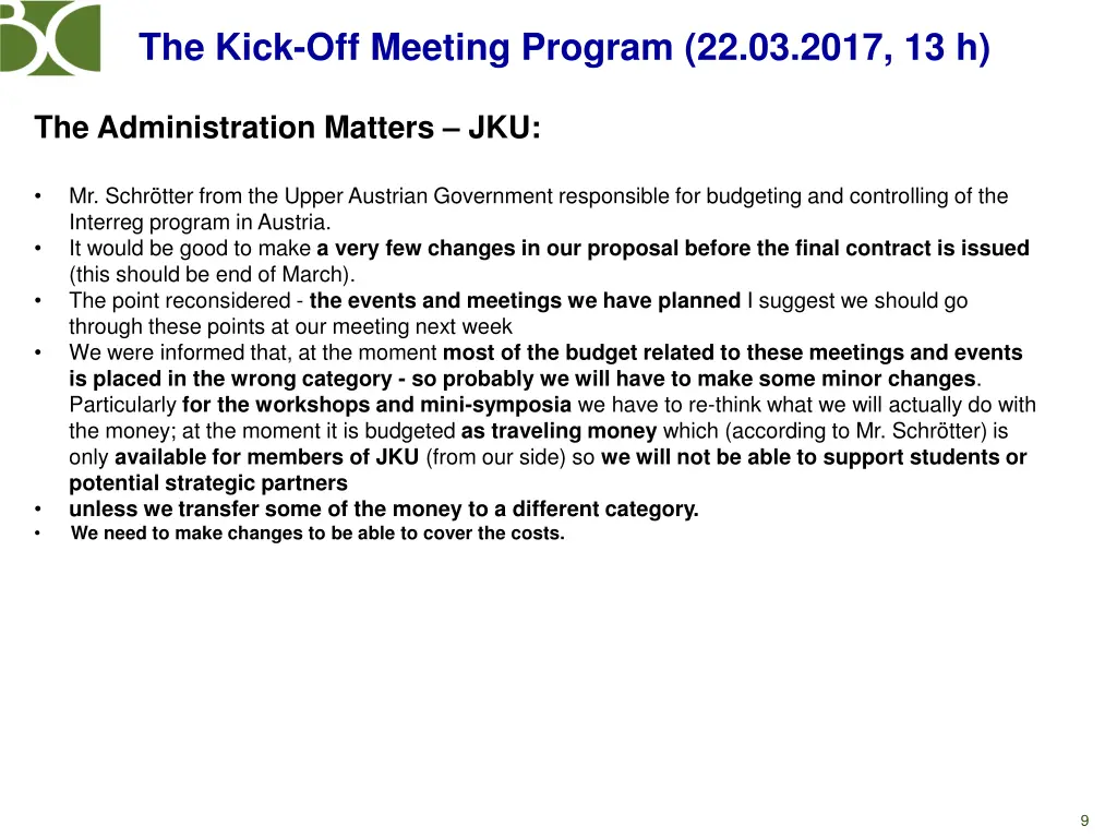 the kick off meeting program 22 03 2017 13 h 3