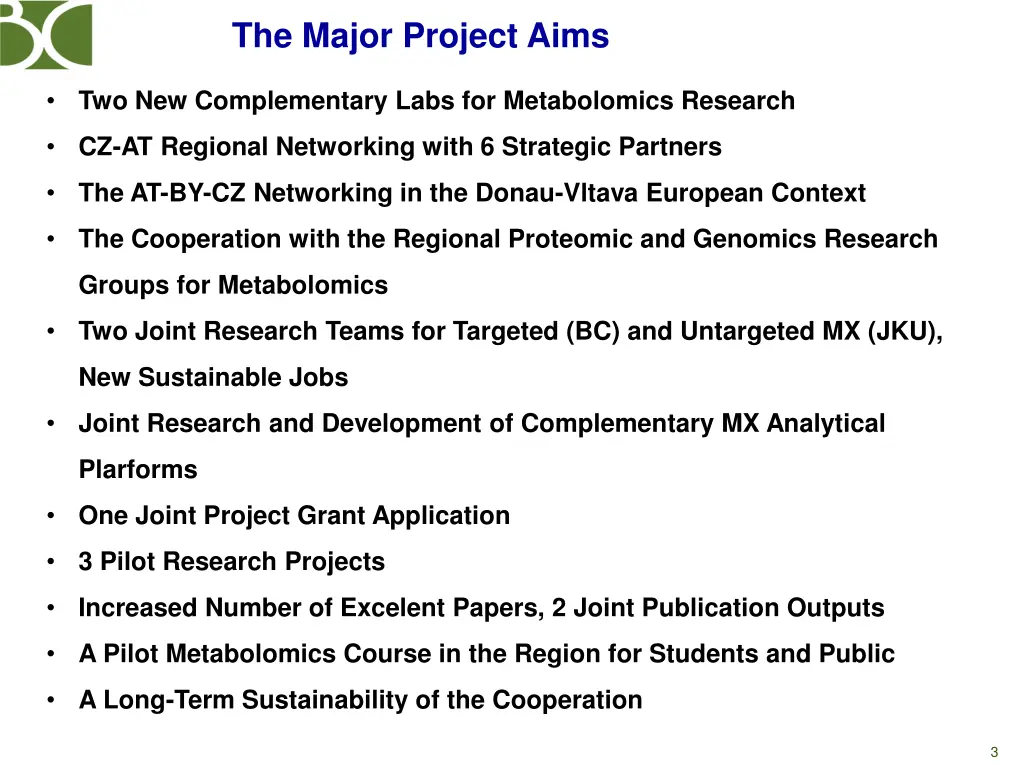 the major project aims