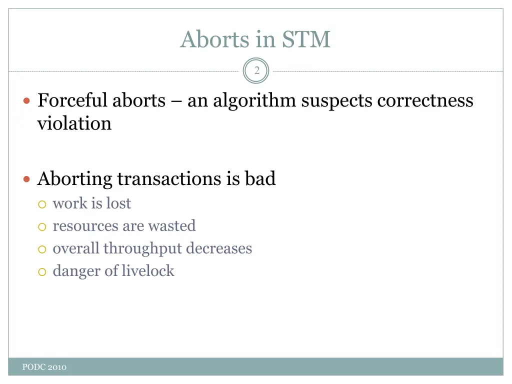 aborts in stm