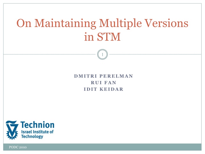 on maintaining multiple versions in stm