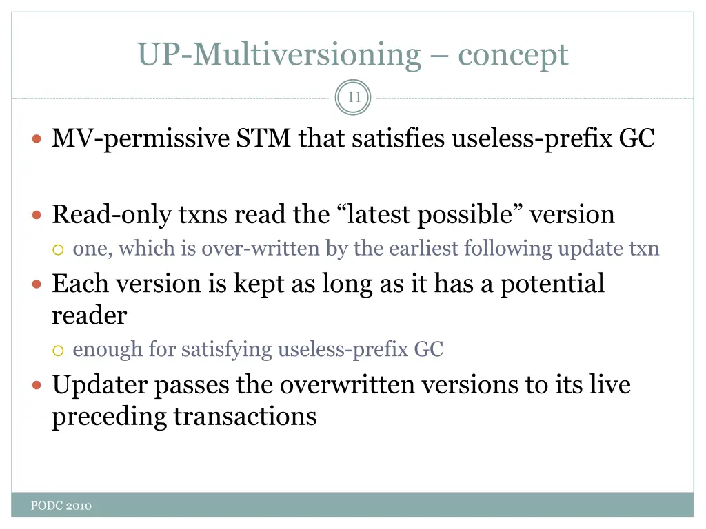 up multiversioning concept