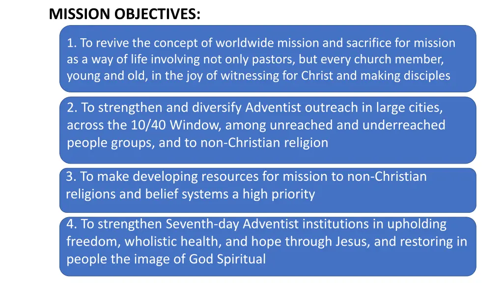 mission objectives