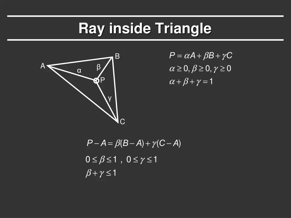 ray inside triangle 1