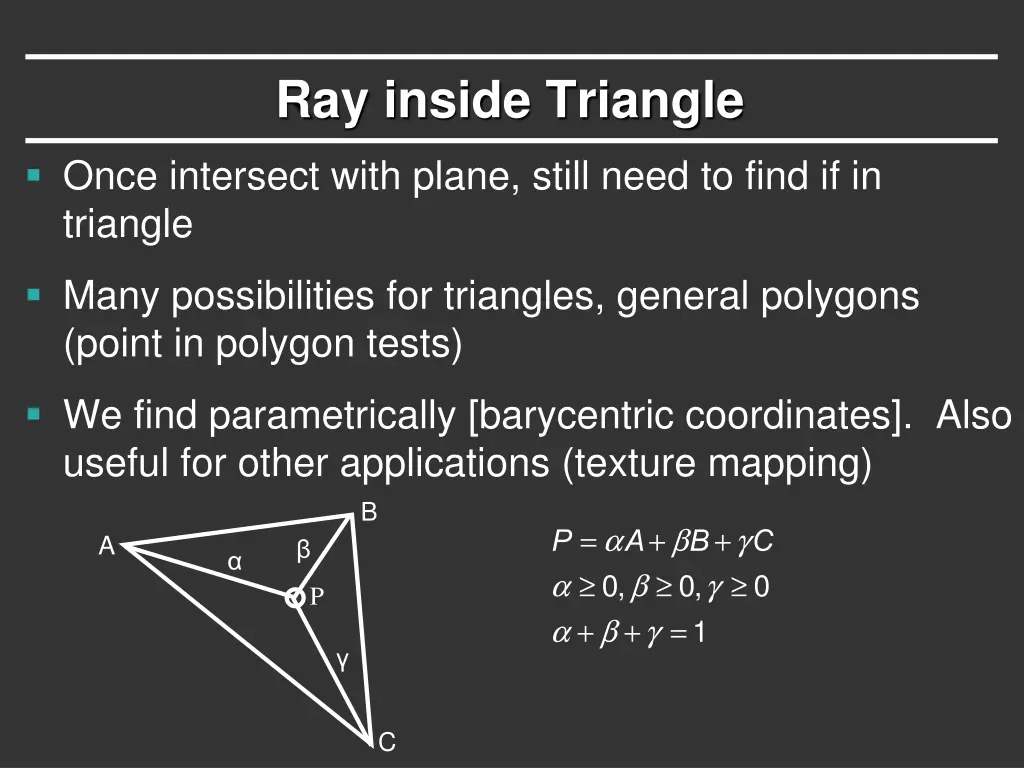 ray inside triangle