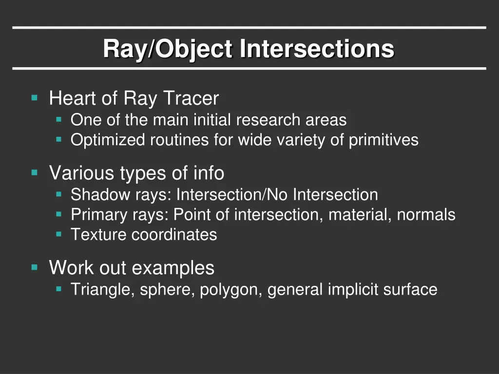 ray object intersections