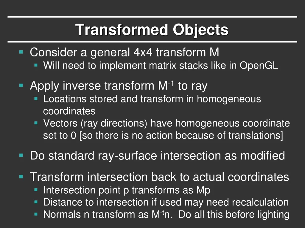 transformed objects