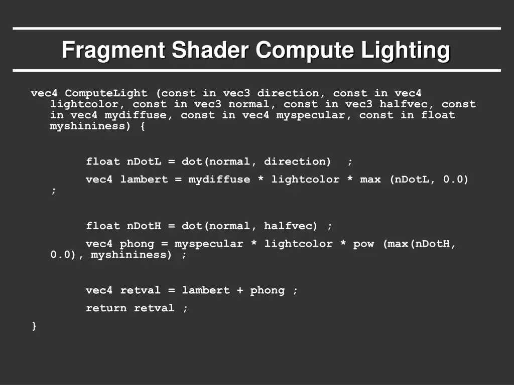 fragment shader compute lighting