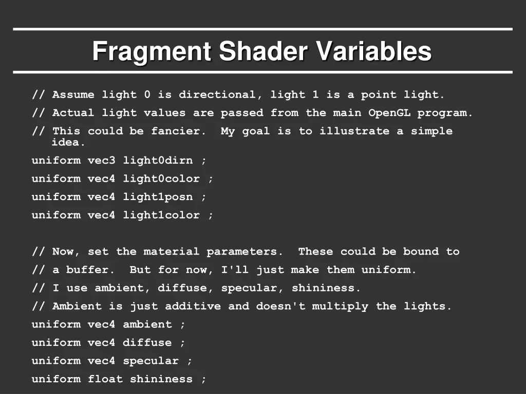 fragment shader variables