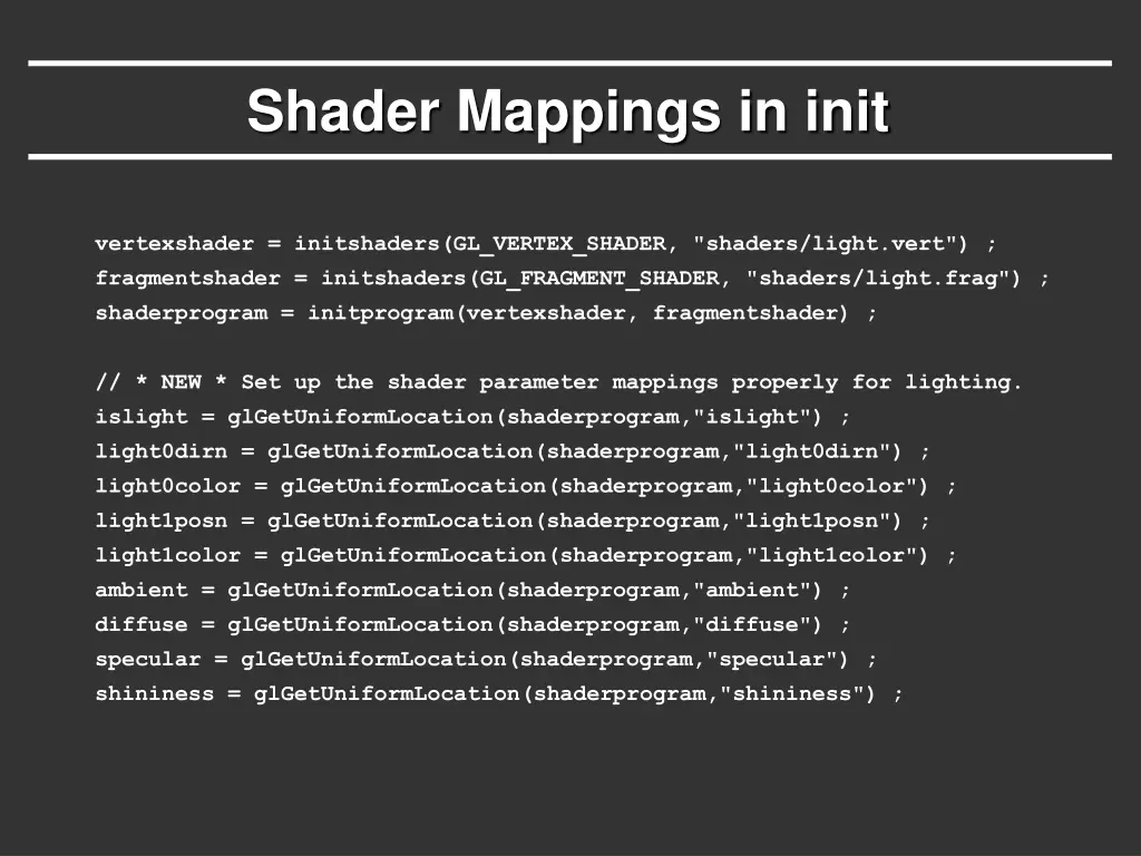 shader mappings in init