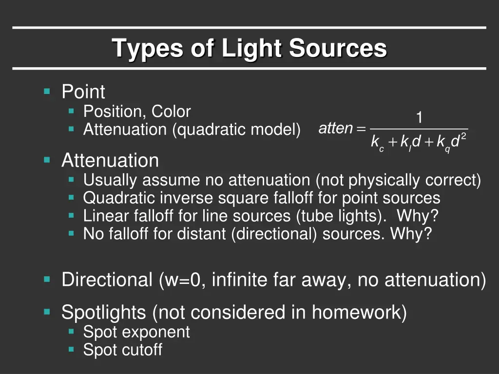 types of light sources