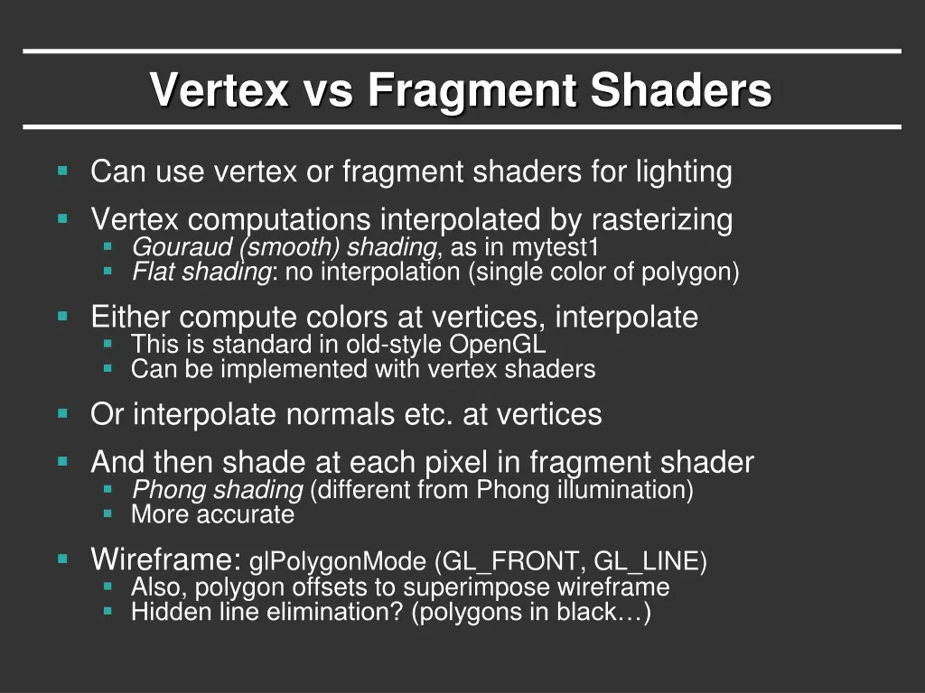 vertex vs fragment shaders