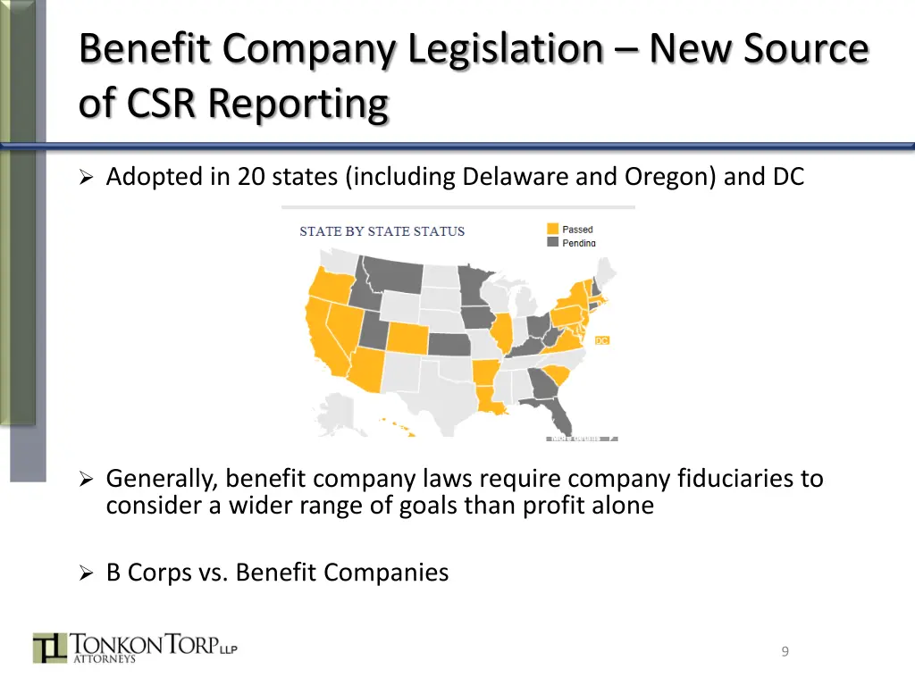 benefit company legislation new source