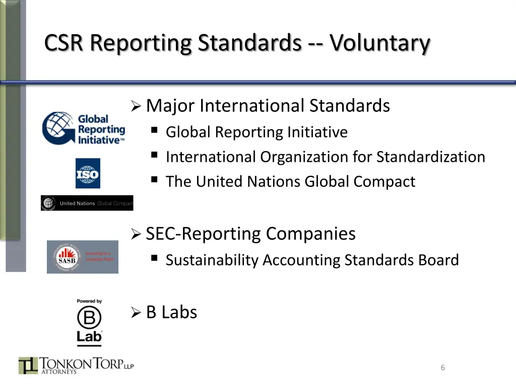 csr reporting standards voluntary