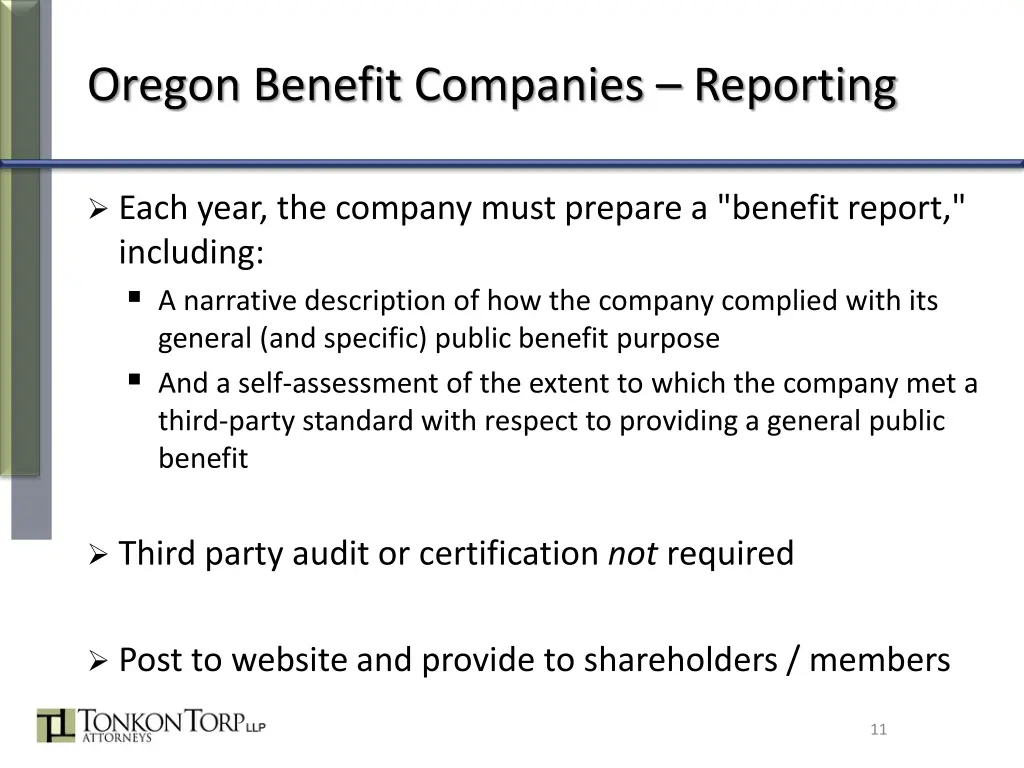 oregon benefit companies reporting