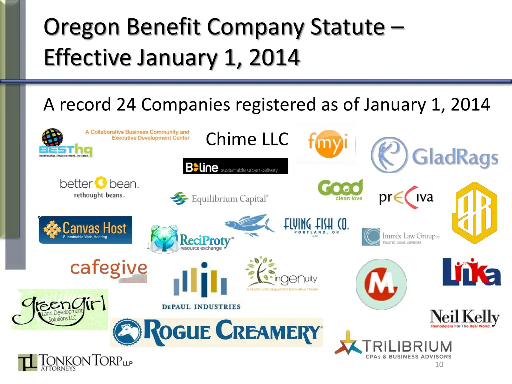 oregon benefit company statute effective january