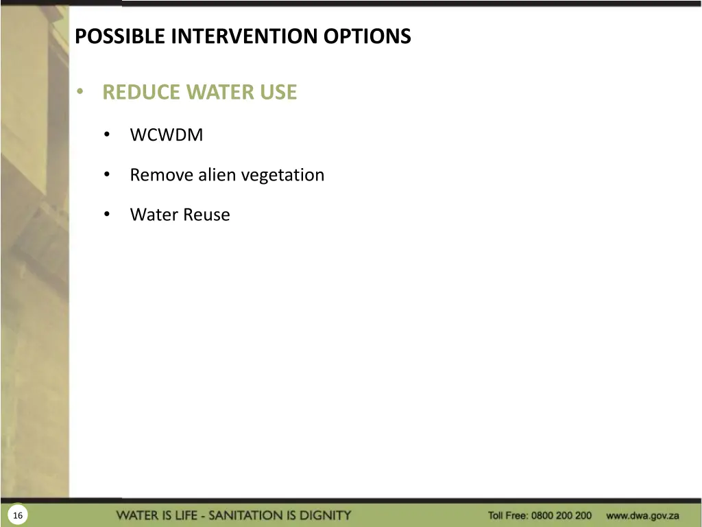 possible intervention options