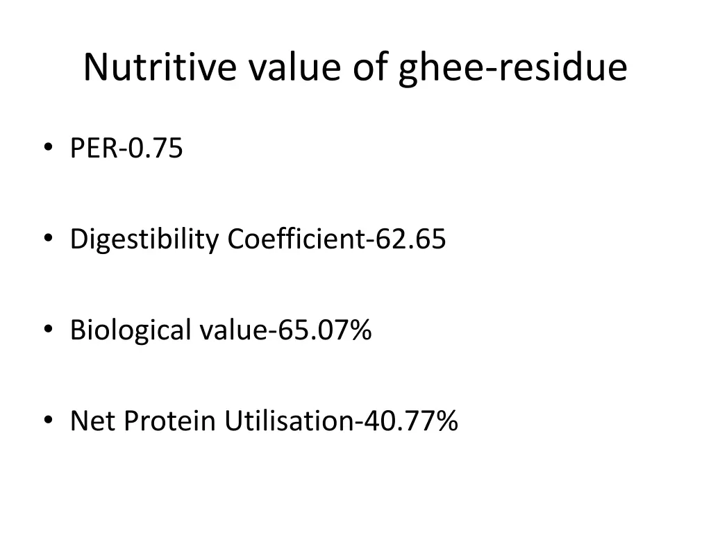 nutritive value of ghee residue