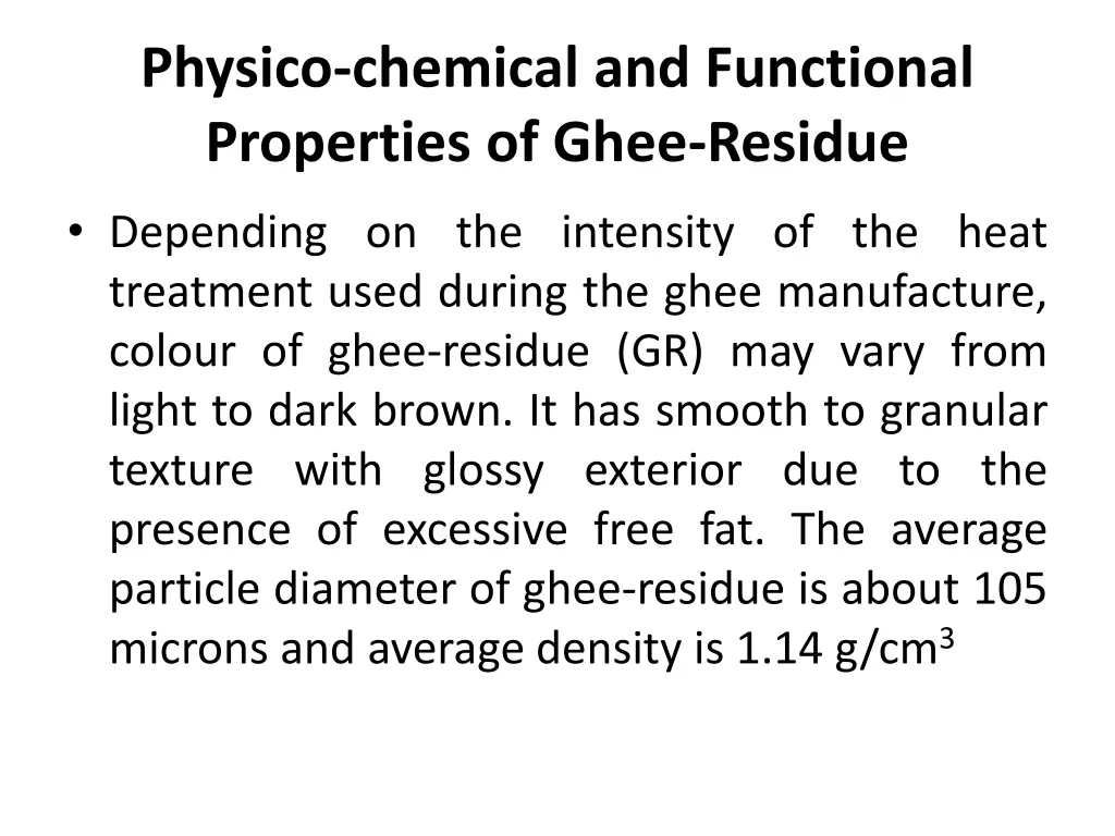 physico chemical and functional properties