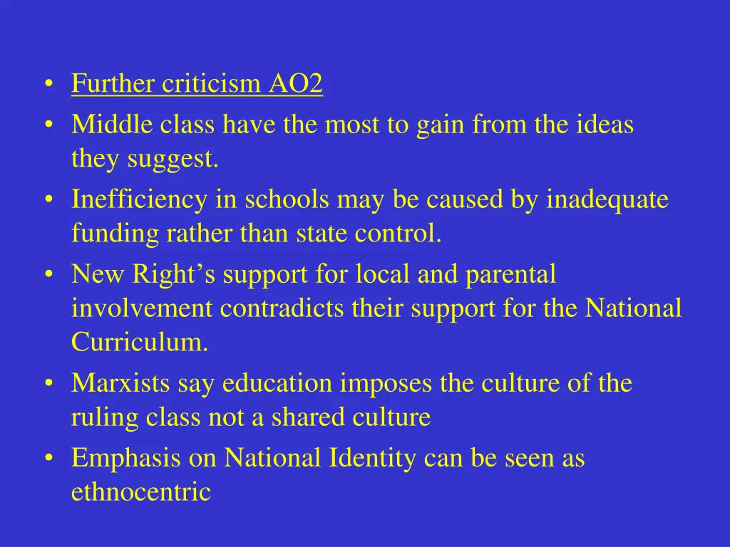 further criticism ao2 middle class have the most