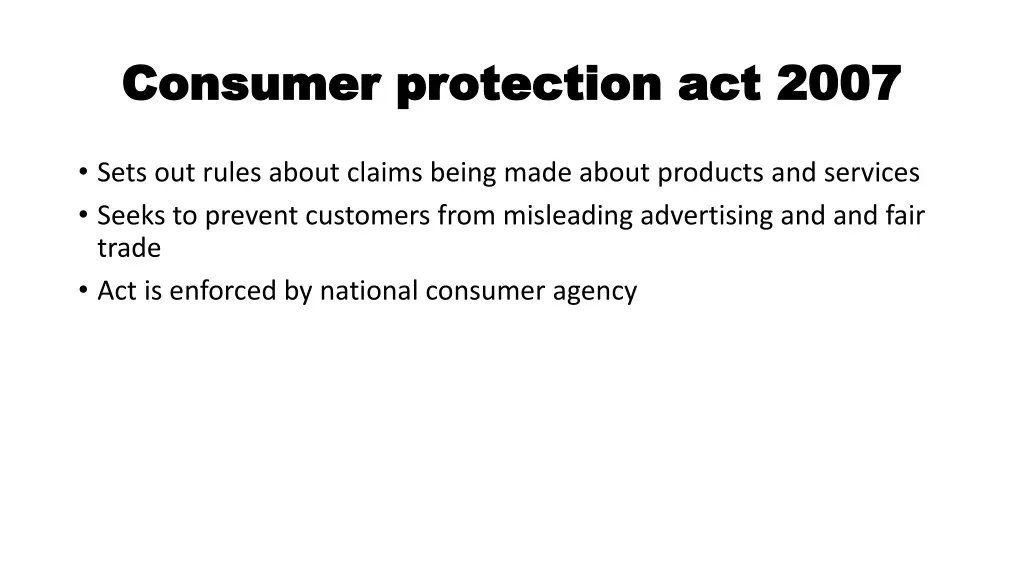 consumer protection act 2007 consumer protection