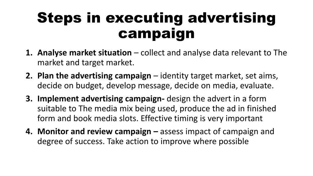 steps in executing advertising campaign