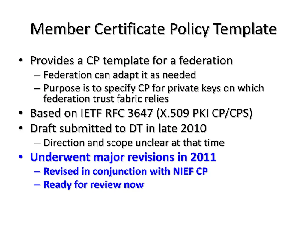 member certificate policy template