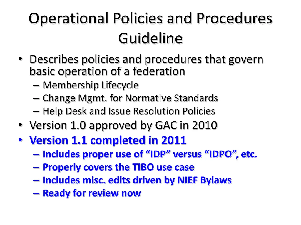 operational policies and procedures guideline