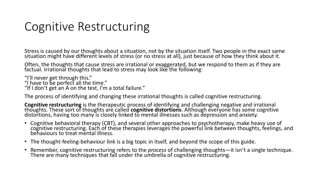 cognitive restructuring