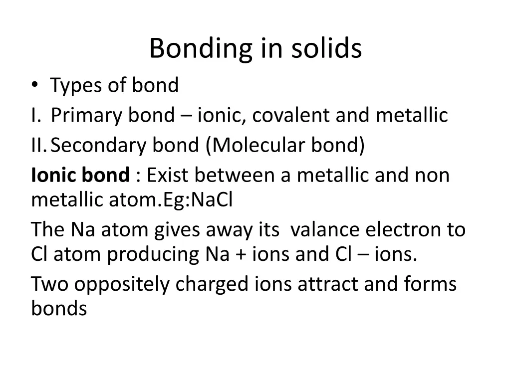 bonding in solids