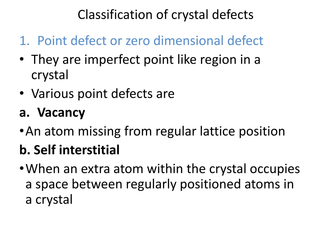 classification of crystal defects